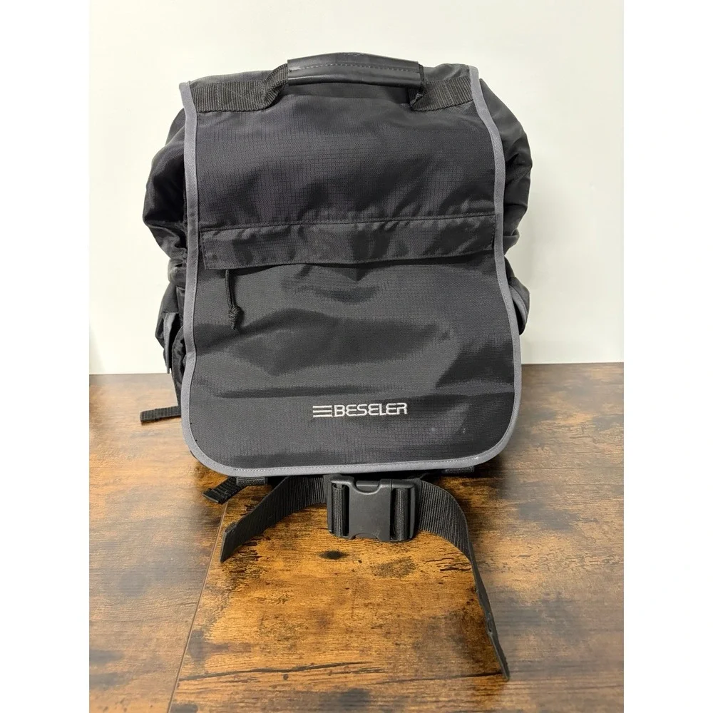 Beseler Camera Backpack Gadget Bag Black Multi pocket Large Travel Bag